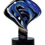 11 1/2 inch Diamond Twist Art Glass on Black Base