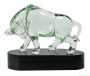 8 1/4 inch Clear Art Glass Bull on Black Base
