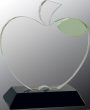 6 1/4 x 5 1/2 Crystal Apple on Black Base