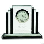6″ Clear Crystal with Clock with Black Crystal Trim