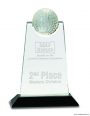 9″ Clear Crystal Tablet with Inset Golf Ball on Black Pedestal Base