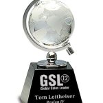 Crystal Spinning Globe on Black Base