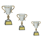 Crystal Trophy Cup on Black Base with gold handles