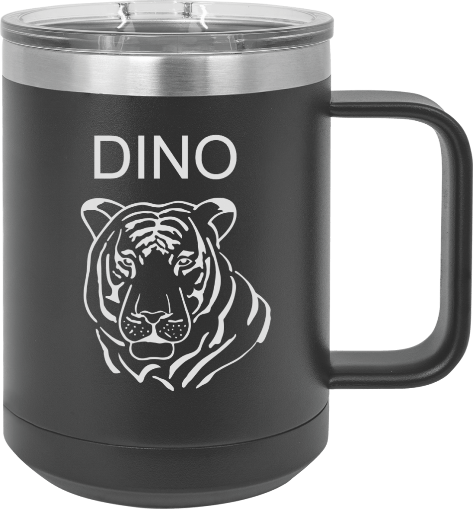 Polar Camel 15oz laser engraved Personalized stainless steel vacuum insulated tumbler Slider lid 7 MA6061 - Black 15oz tumbler