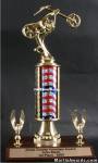 Red/White/Blue Single Column Chopper Motorcycle With 2 Eagles Trophy 1