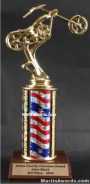 Red/White/Blue Single Column Chopper Motorcycle Trophy 1