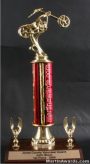 Red Single Column Chopper Motorcycle With 2 Eagles Trophy 1