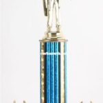 Blue Single Column Male Archer With 2 Eagles Trophy 1