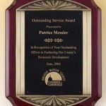 Plaque – Rosewood Stained Piano Finish Plaque w/Bronze Frame Casting and Black Brass Engraving Plate 1