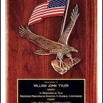 Plaque – Walnut Plaque with Large Eagle Casting and American Flag 1