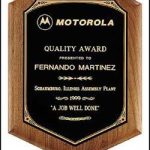 Plaque – Solid Walnut Plaque w/Original Design Black Brass Plate 1