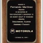 Plaque – Walnut Plaque w/Black Brass Plate with Gold Border 1