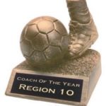 Soccer Ball and Foot Gold Resin Trophy 1