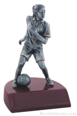 Female Soccer Silver Resin Trophy 1
