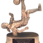 Female Bicycle Kick Soccer Gold Resin Trophy 1