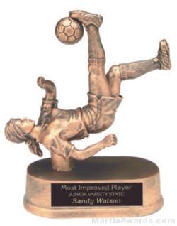 Female Bicycle Kick Soccer Gold Resin Trophy 1