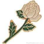 7/8″ Rose Shaped White Enameled Custom Lapel Pins 1