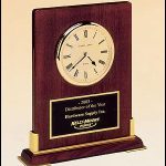 Desktop Clock Award – Rosewood Piano-Finish Wood Clock Award with Gold Accents 1