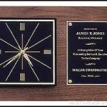 Clock Plaque Award – American Walnut Wall Clock Plaque Award with 2 Hanging Positions 1