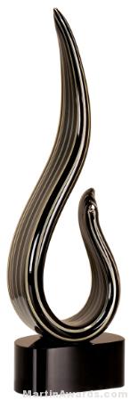 13 1/4 inch Black/Gold Curve Art Glass