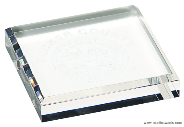 3 3/4″ x 3 3/4″ Clear Acrylic Paperweight 1