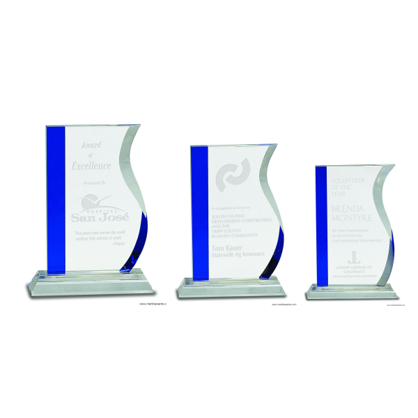 Blue Edge Crystal Wave on Clear Base