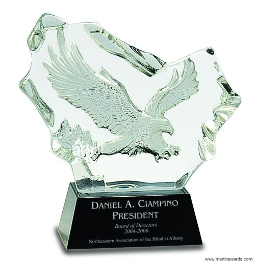 7″ Crystal Carved Eagle on Black Base