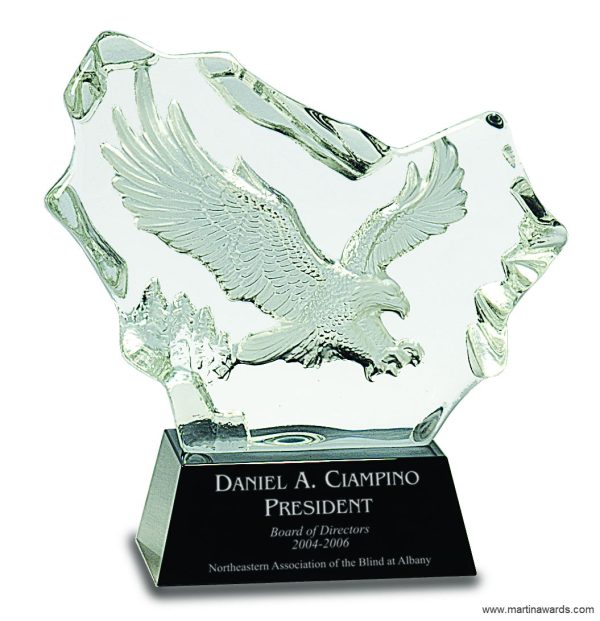 7″ Crystal Carved Eagle on Black Base