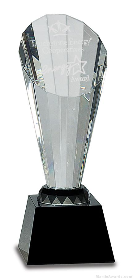 Clear Crystal Spire Facet Award on Black Base