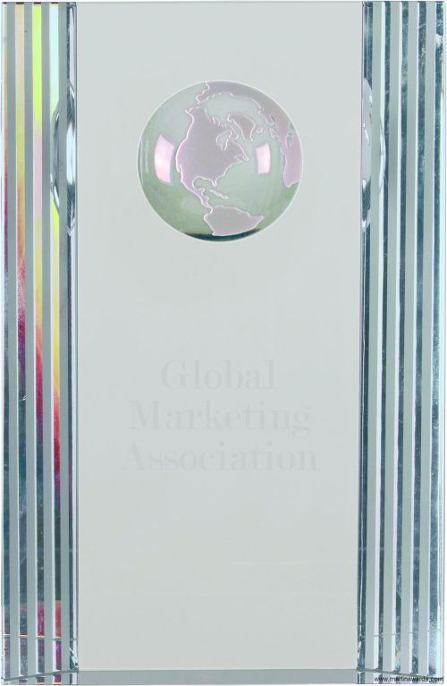 Crystal Award with Globe Etching