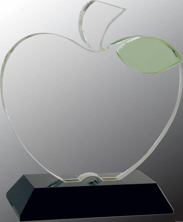 6 1/4 x 5 1/2 Crystal Apple on Black Base