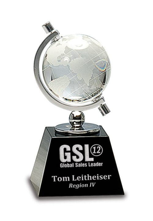 Crystal Spinning Globe on Black Base