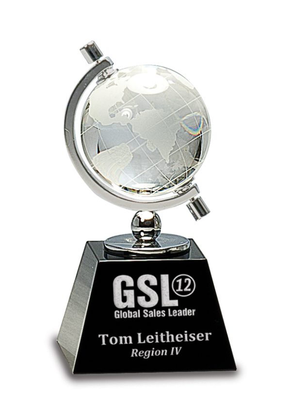 Crystal Spinning Globe on Black Base