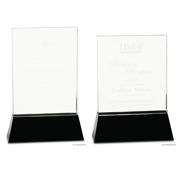 Clear Crystal Rectangle Wedge on Black Base