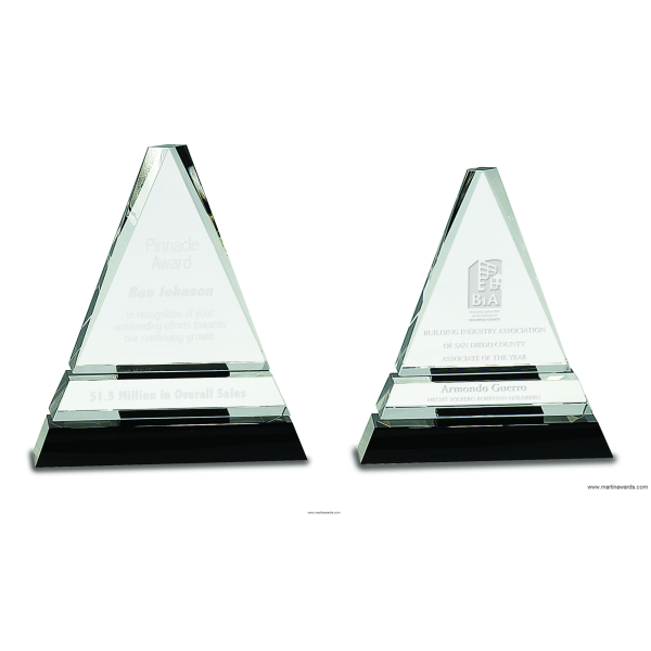 Clear Crystal Triangle on Black Crystal Pedestal Base