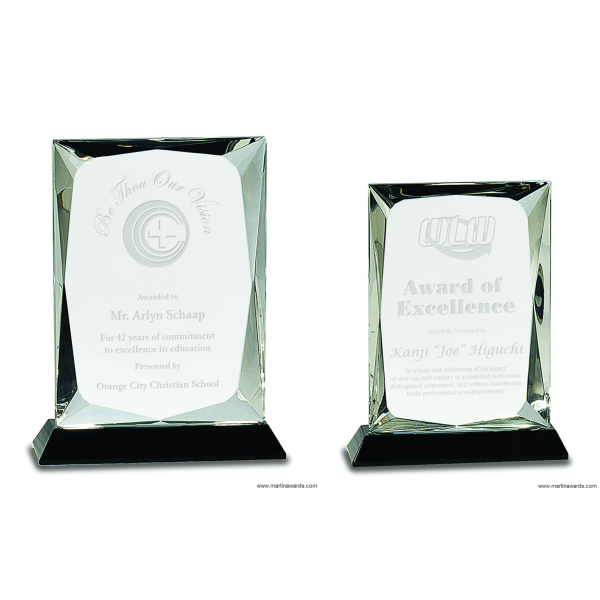 Crystal Rectangle Award on Black Base
