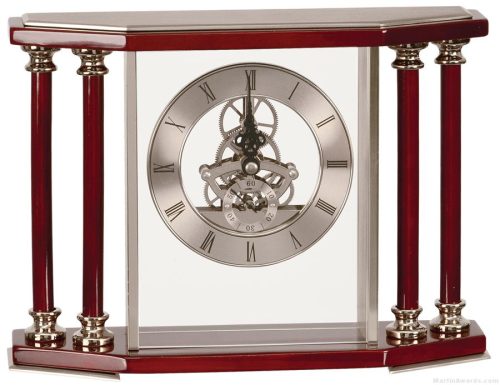 Silver/ Rosewood 4-Pillar Piano Finish Clock