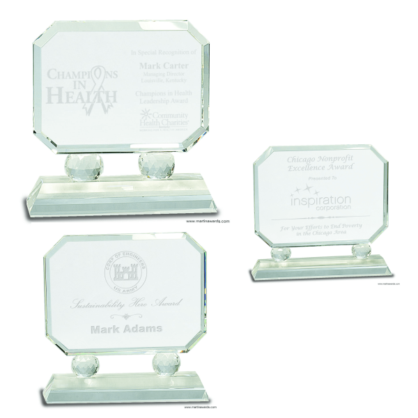 Rectangle Crystal on Clear Pedestal Base