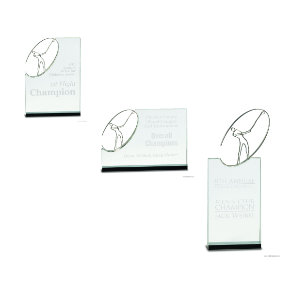 Swinging Golf player Crystal Award