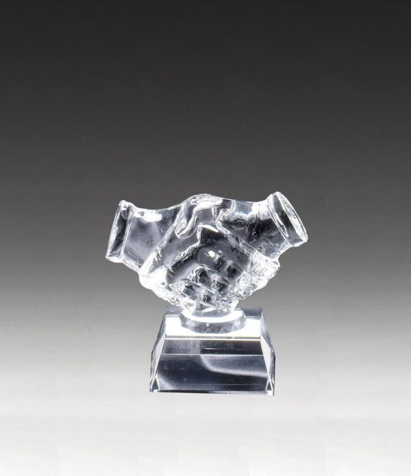 Crystal Shaking Hands Award