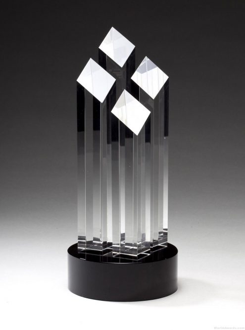 Four Tall Crystal Slant Towers Award