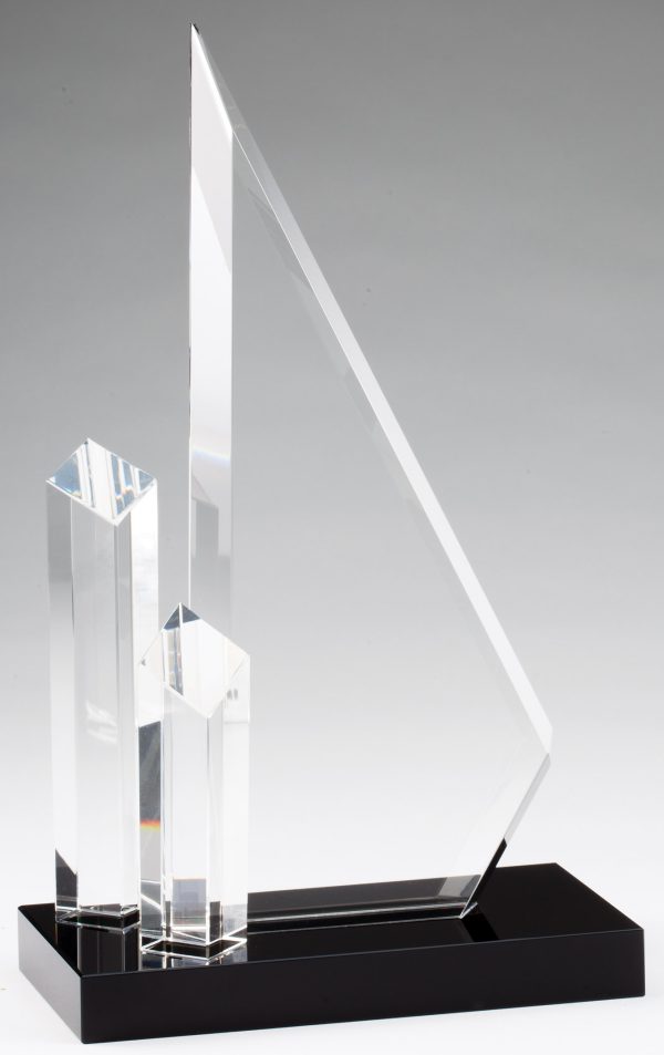 Crystal Triangle with Two Towers Award