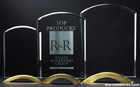 Arch Series with Gold Metal Base Glass Award