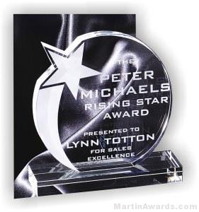 6″ x 6 3/4″ Genuine Prism Optical Crystal Glass Awards Shooting Star With Base 1
