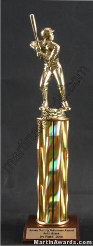 Gold Single Column Male Baseball/Softball Trophy 1