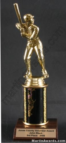 Black Single Column Male Baseball/Softball Trophy 1