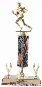 Wood Single Column Football With 2 Eagles Trophy 1
