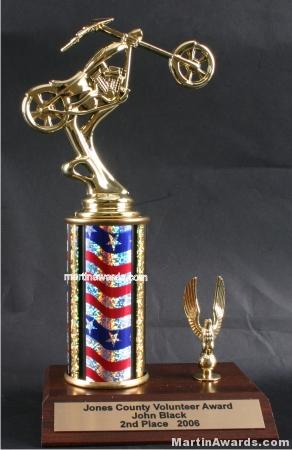Red/White/Blue Single Column Chopper Motorcycle With 1 Eagle Trophy 1