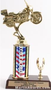 Red/White/Blue Single Column Road Motorcycle With 1 Eagle Trophy 1