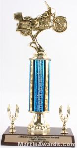 Blue Single Column Road Motorcycle With 2 Eagle Trophy 1